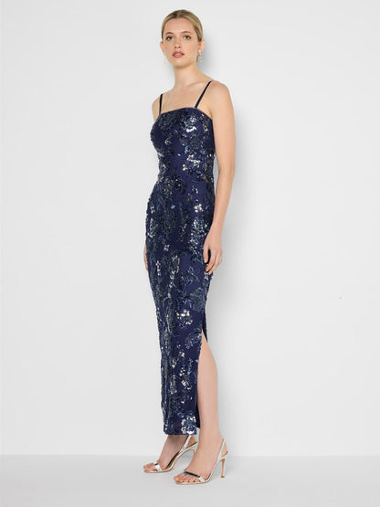 Harlow Navy & Silver Sequin Gown