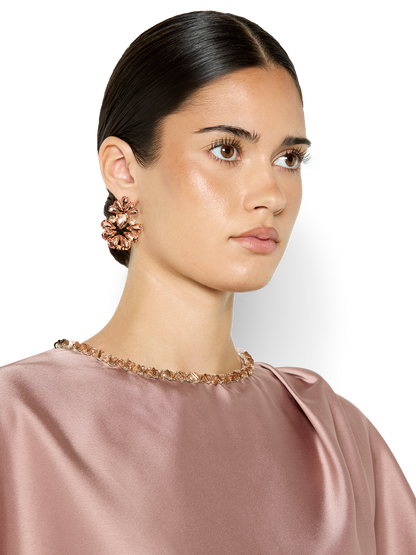 Hugo Rose Gold Crystal Earrings