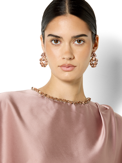 Hugo Rose Gold Crystal Earrings