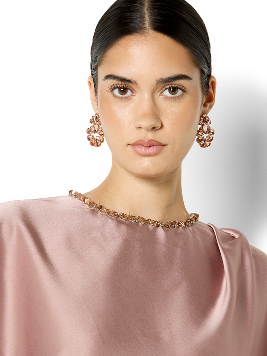 Hugo Rose Gold Crystal Earrings