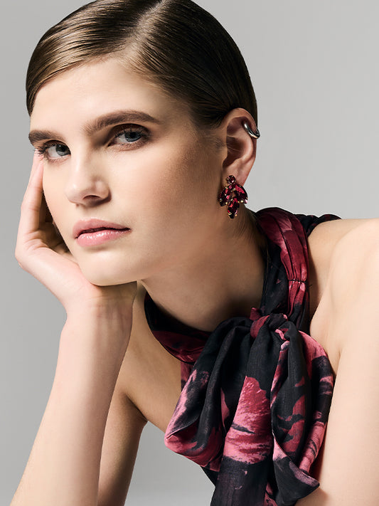 Ima Merlot Floral Earrings