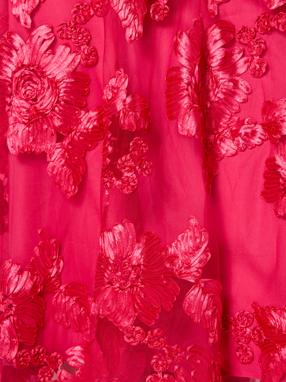 Isha Hot Pink Ribbon Lace Dress