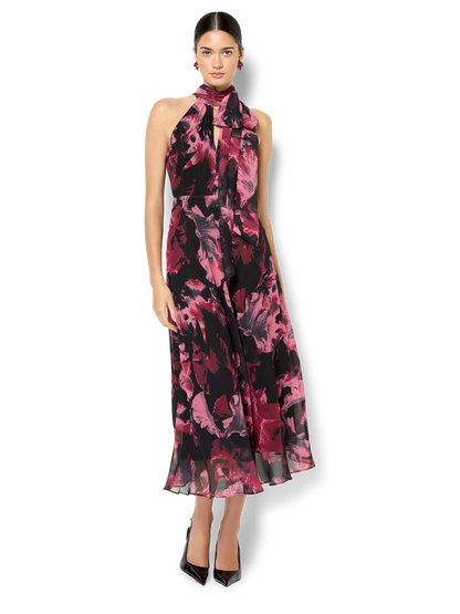 Imogen Merlot Floral Midi Dress
