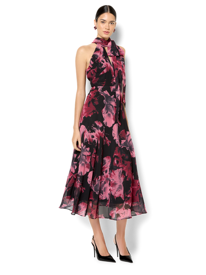 Imogen Merlot Floral Midi Dress
