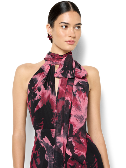 Imogen Merlot Floral Midi Dress