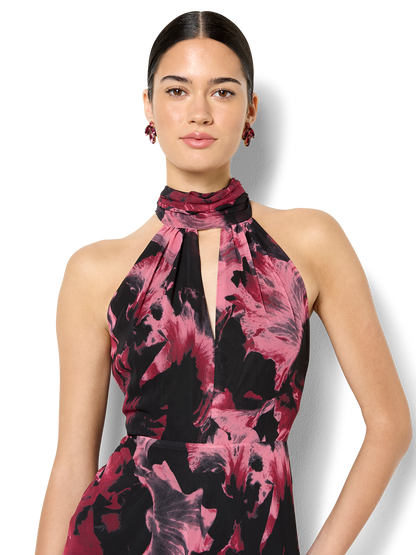 Imogen Merlot Floral Midi Dress
