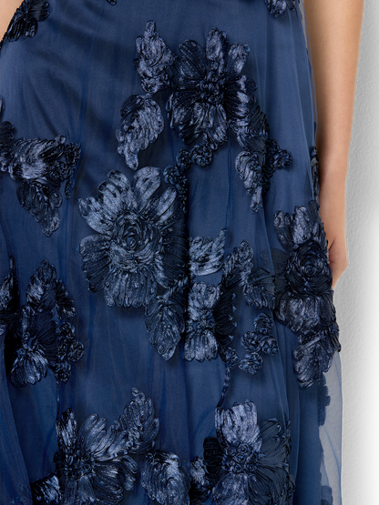 Isha Navy Ribbon Lace Dress