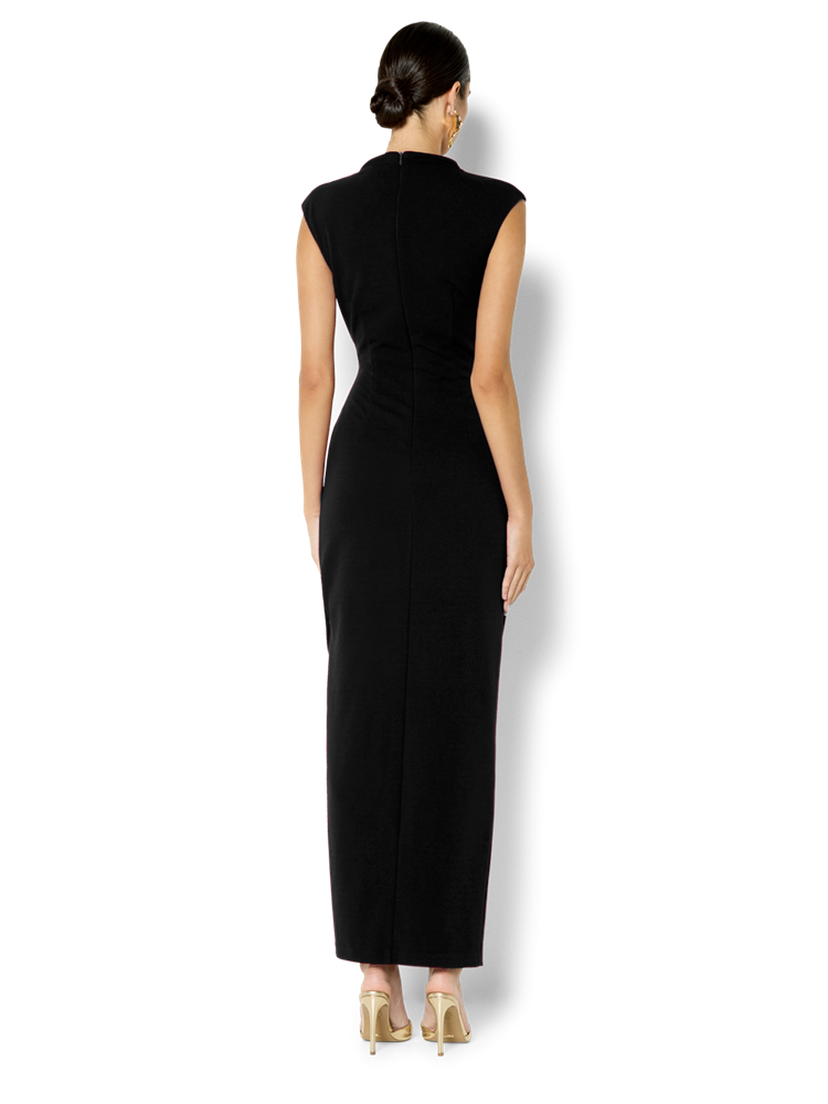 June Black Side Tuck Dress