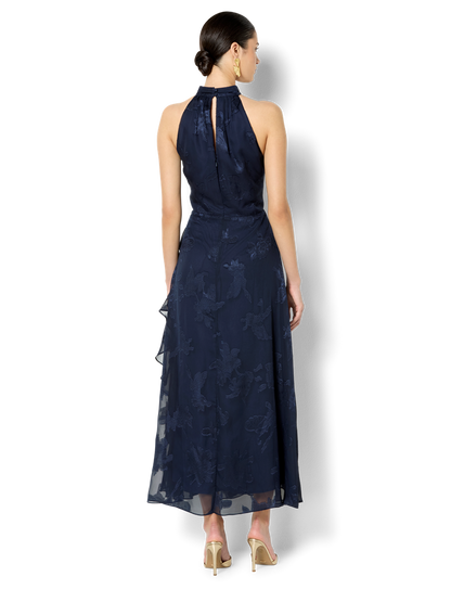 Kailey Navy Ruffle Halter Dress