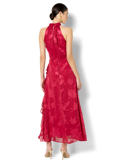 Kailey Hot Pink Ruffle Halter Dress