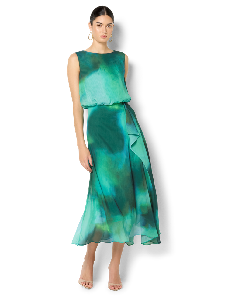 Kallista Emerald Printed Dress