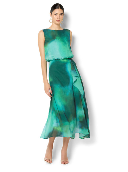 Kallista Emerald Printed Dress