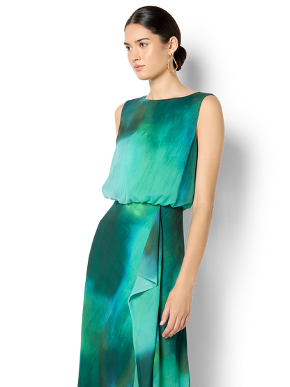 Kallista Emerald Printed Dress