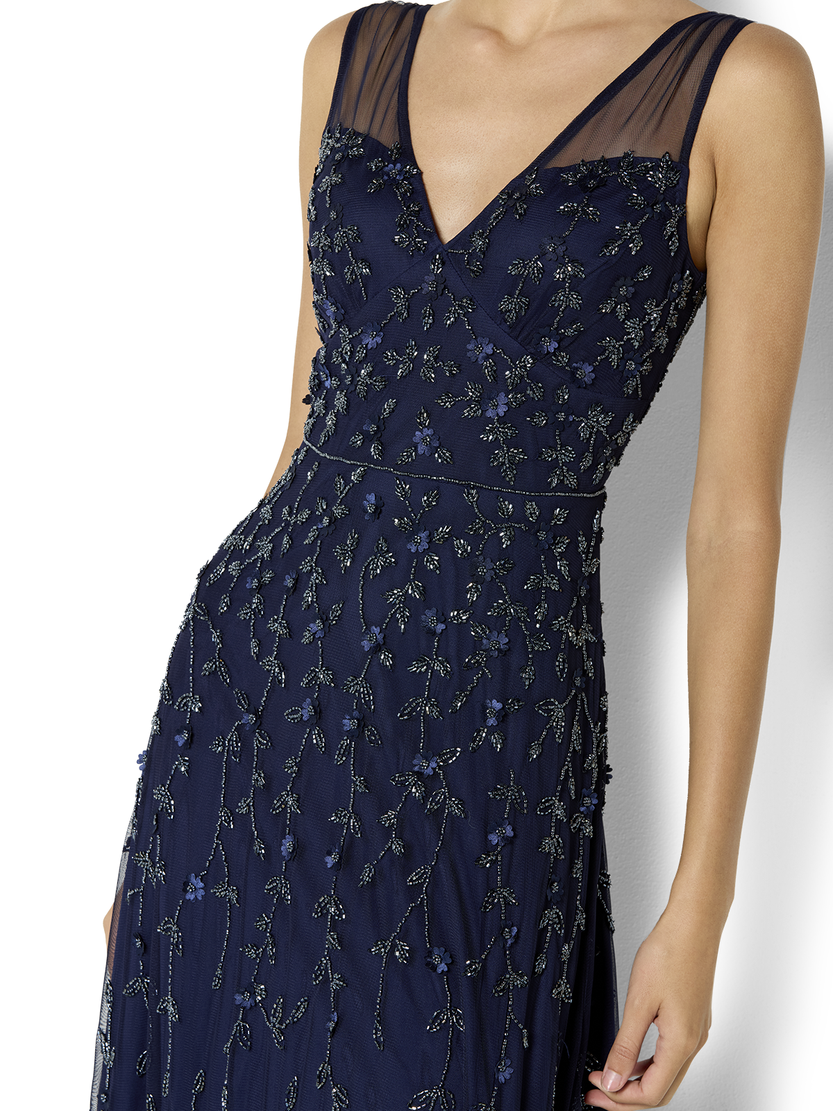 Kamille Navy Hand Beaded Gown