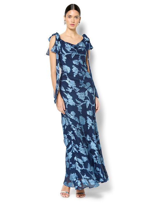 Kavari Navy Sky Midi Dress