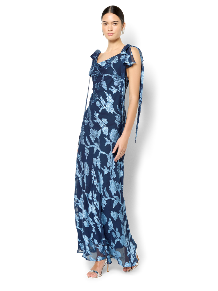 Kavari Navy Sky Midi Dress