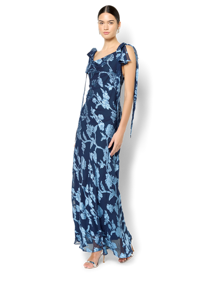 Kavari Navy Sky Midi Dress