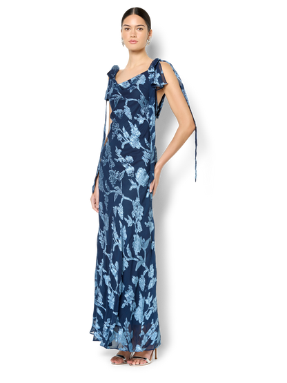 Kavari Navy Sky Midi Dress
