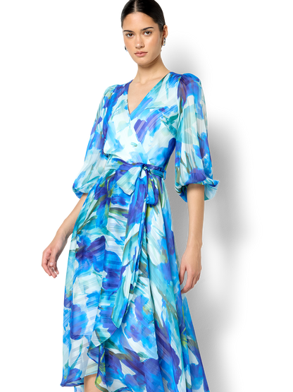 Loreta Sapphire Floral Print Dress