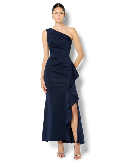 Lottie Navy One Shoulder Gown