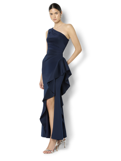 Lottie Navy One Shoulder Gown