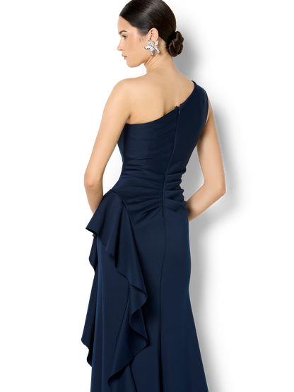 Lottie Navy One Shoulder Gown