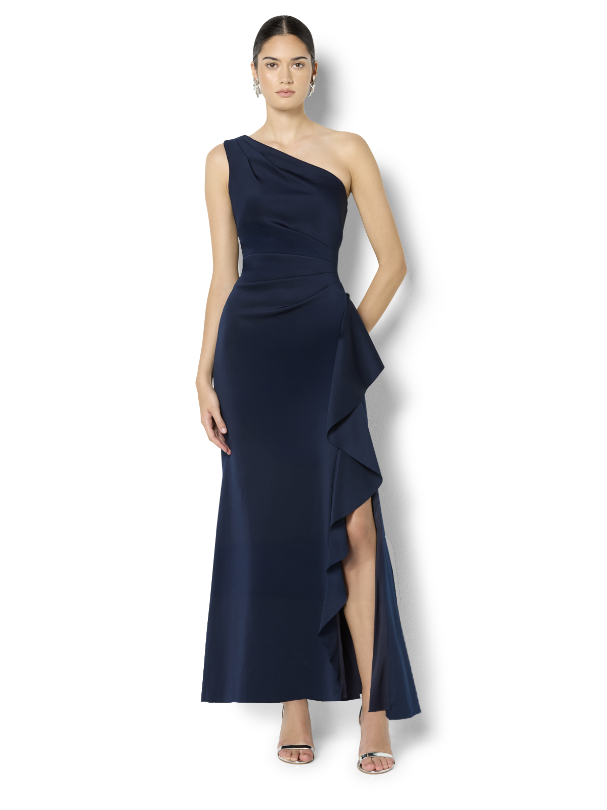Lottie Navy One Shoulder Gown