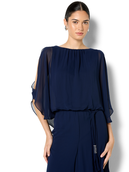 Lucien Navy Chiffon Jumpsuit