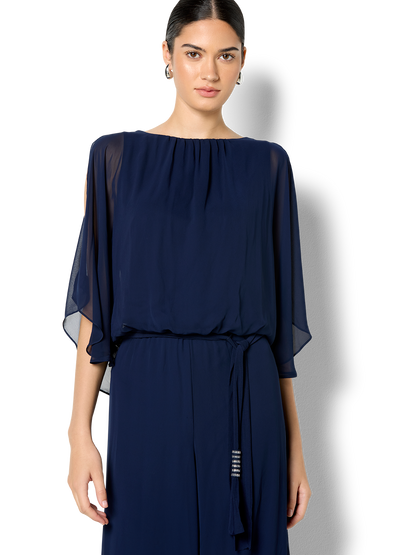 Lucien Navy Chiffon Jumpsuit