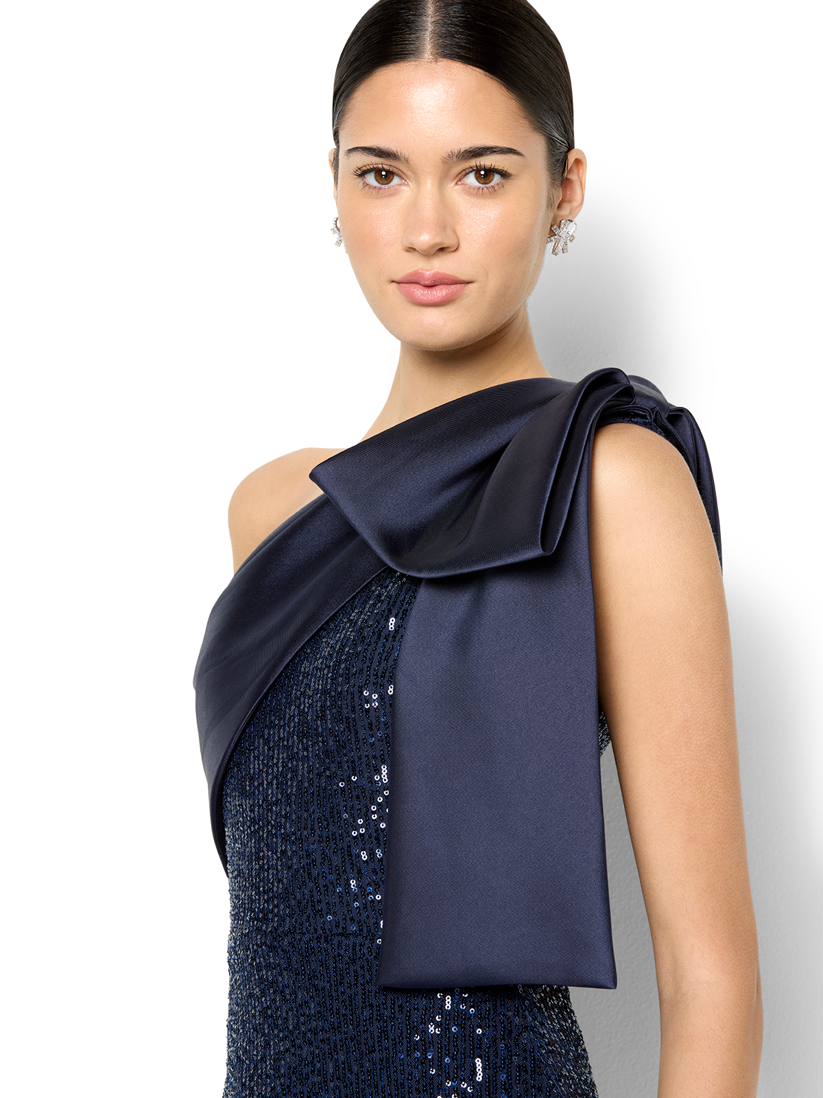 Lennon Navy Sequin One Shoulder Gown
