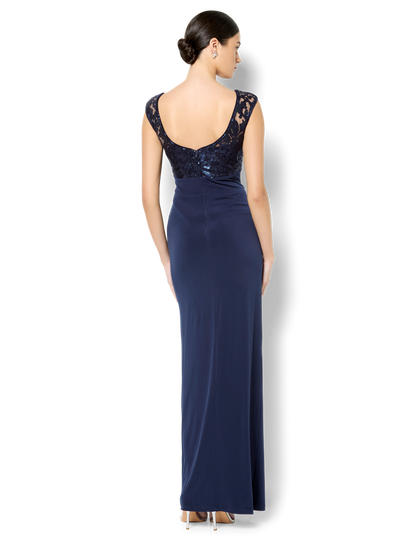 Leona Navy Sequin Lace Gown