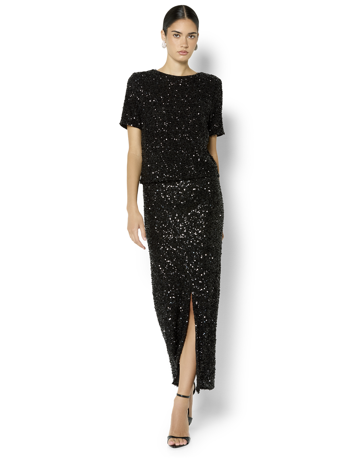 Livia Black Stretch Sequin Skirt