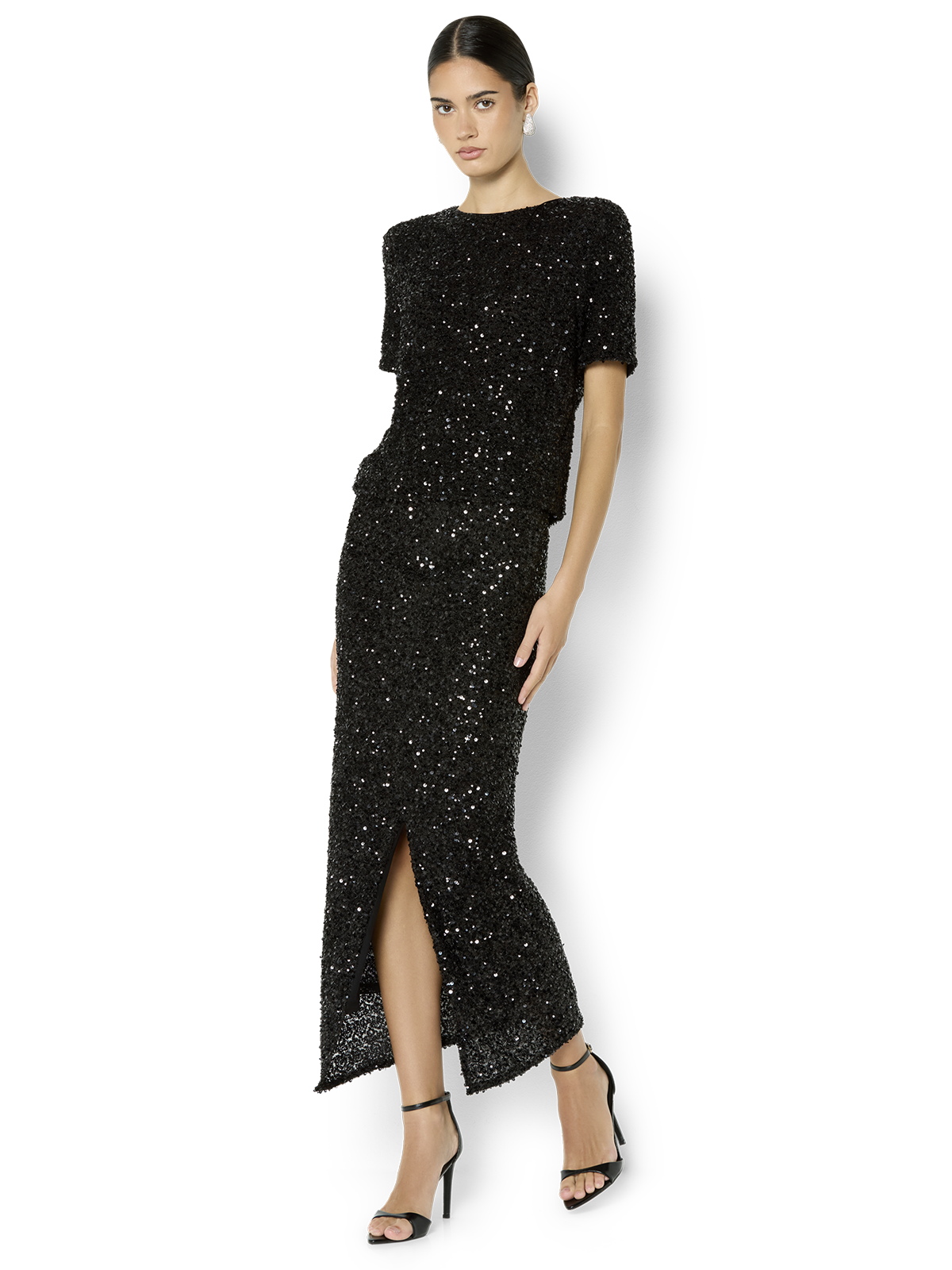 Livia Black Stretch Sequin Skirt