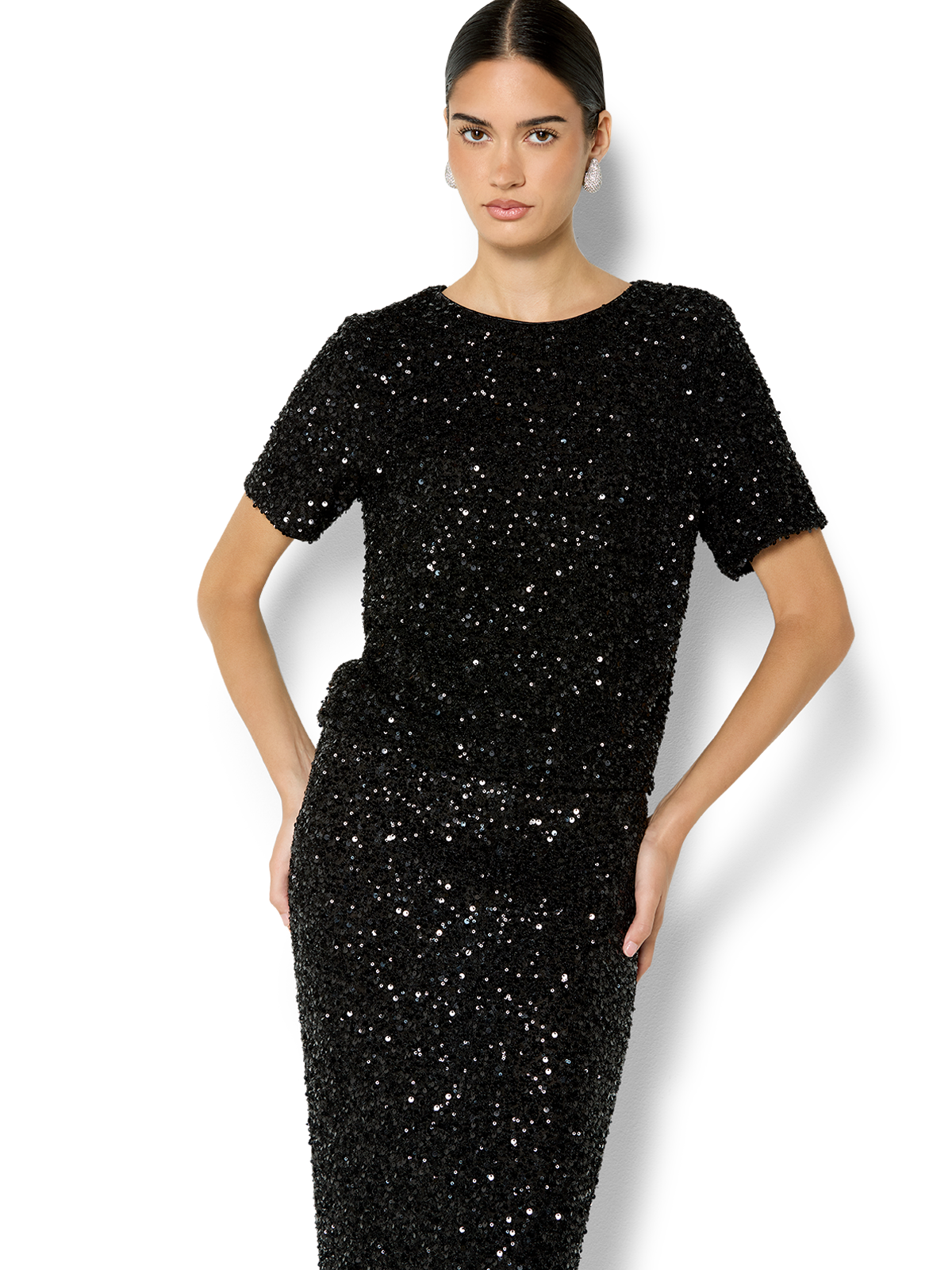Livia Black Stretch Sequin Skirt