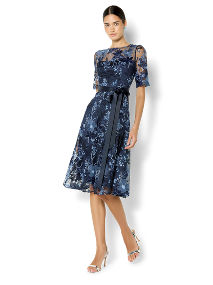 Loren Navy & Sky Embroidered Dress