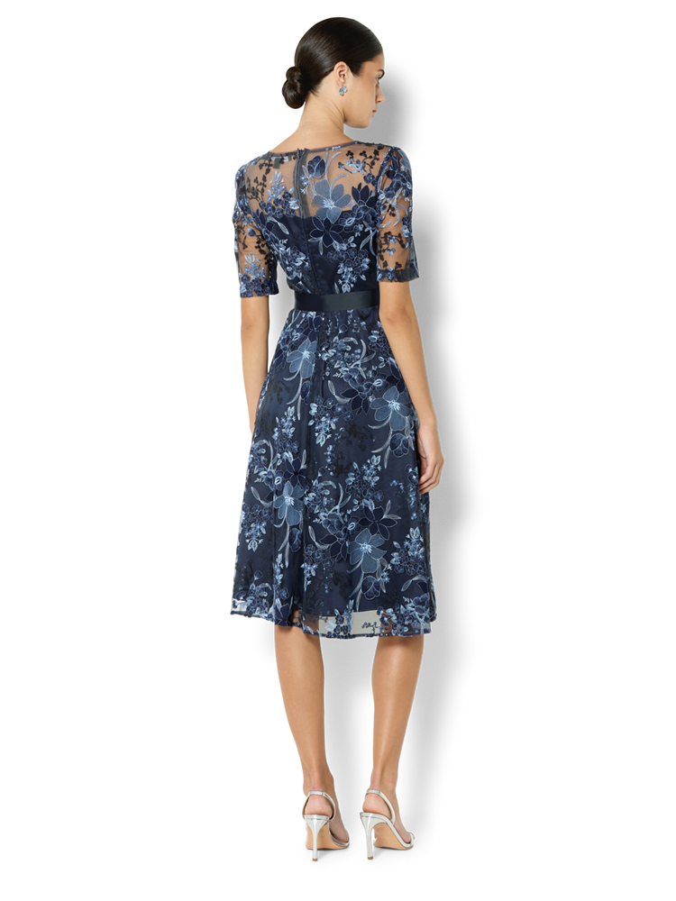 Loren Navy & Sky Embroidered Dress