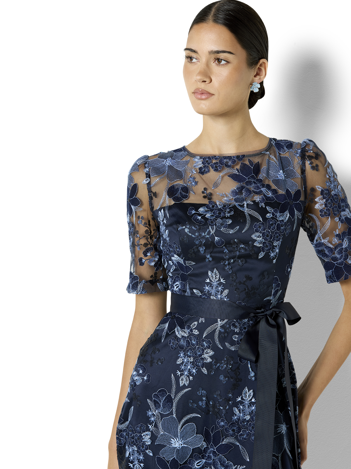 Loren Navy & Sky Embroidered Dress