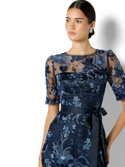 Loren Navy & Sky Embroidered Dress