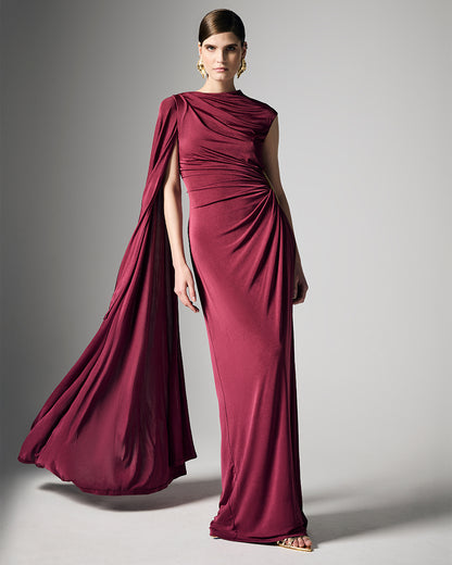 Marnie Merlot Cape Sleeve Maxi