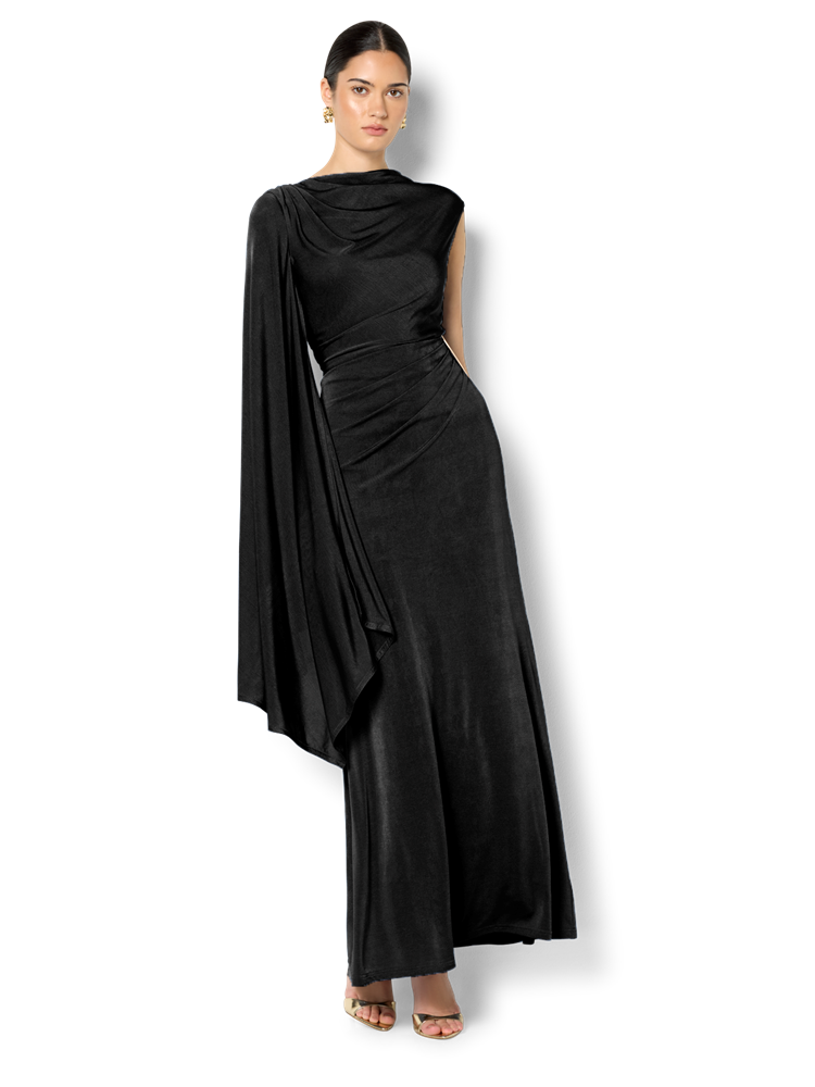 Marnie Black Cape Sleeve Maxi