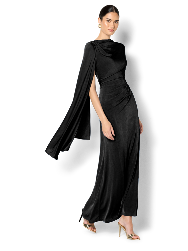 Marnie Black Cape Sleeve Maxi