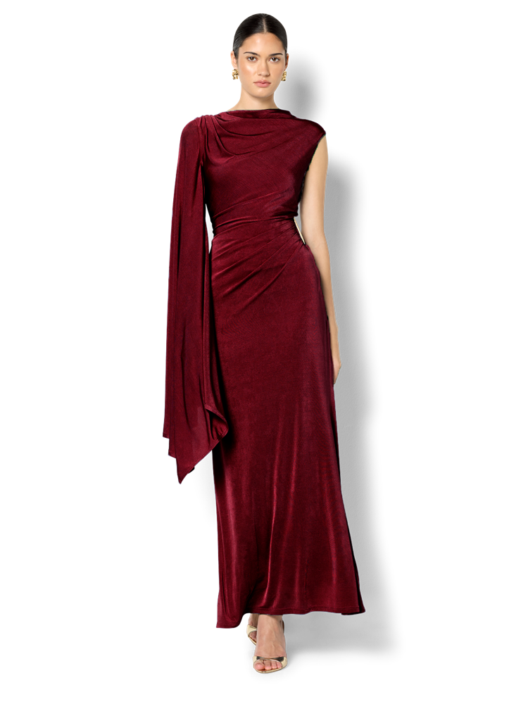 Marnie Merlot Cape Sleeve Maxi