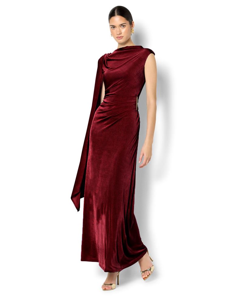 Marnie Merlot Cape Sleeve Maxi