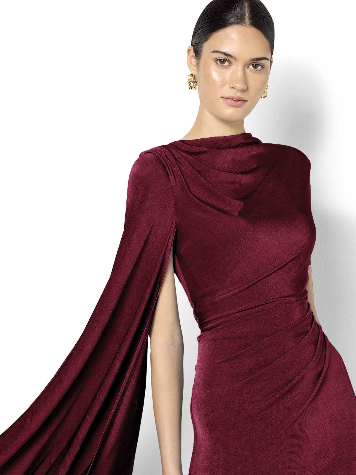 Marnie Merlot Cape Sleeve Maxi