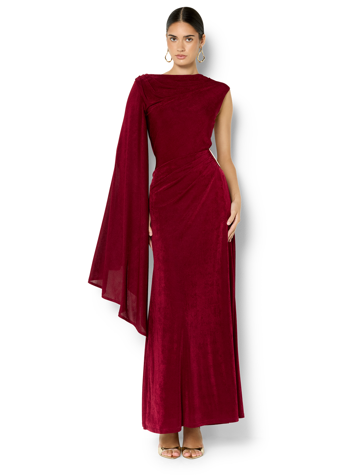 Marnie Merlot Cape Sleeve Maxi