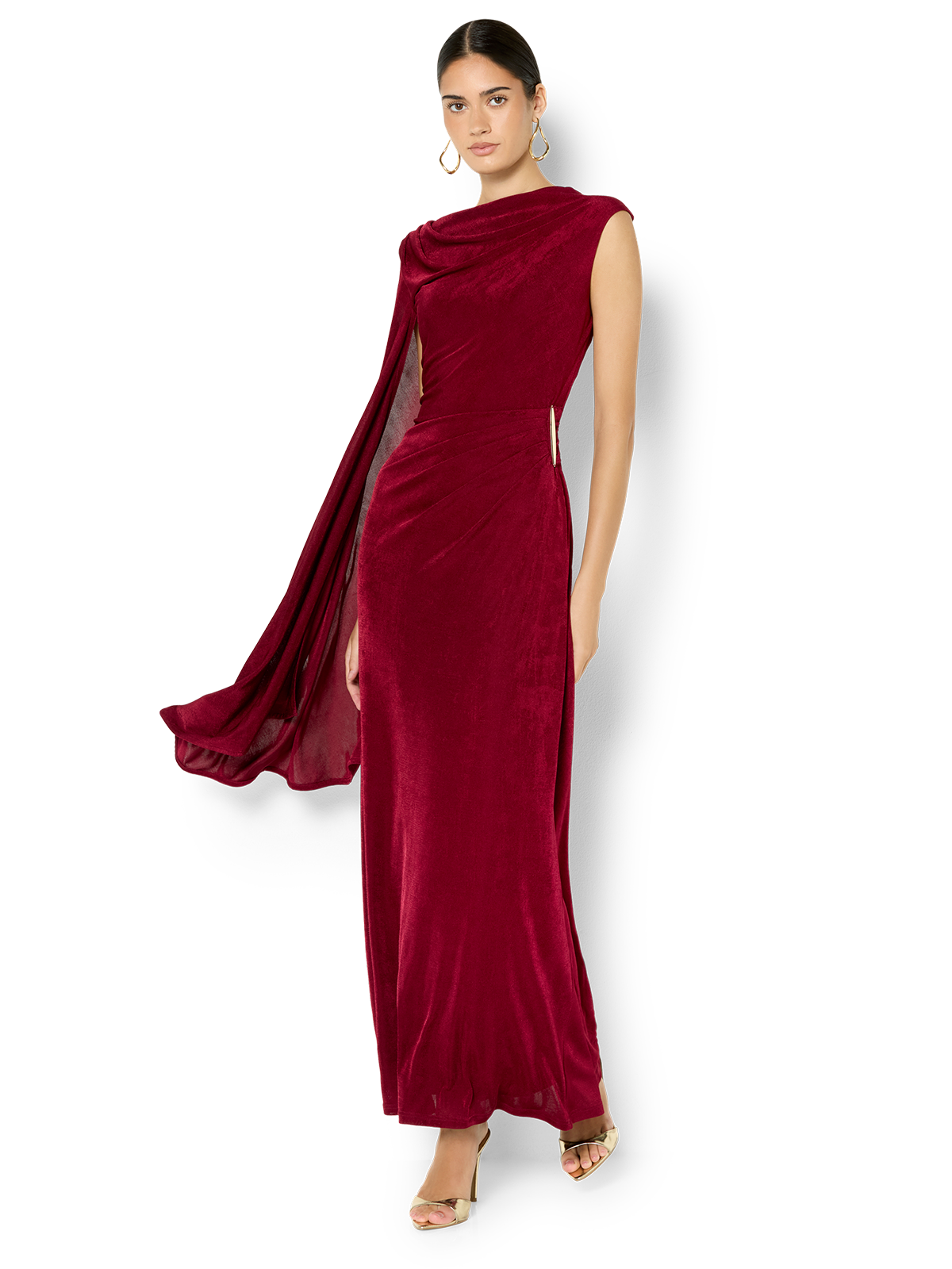 Marnie Merlot Cape Sleeve Maxi