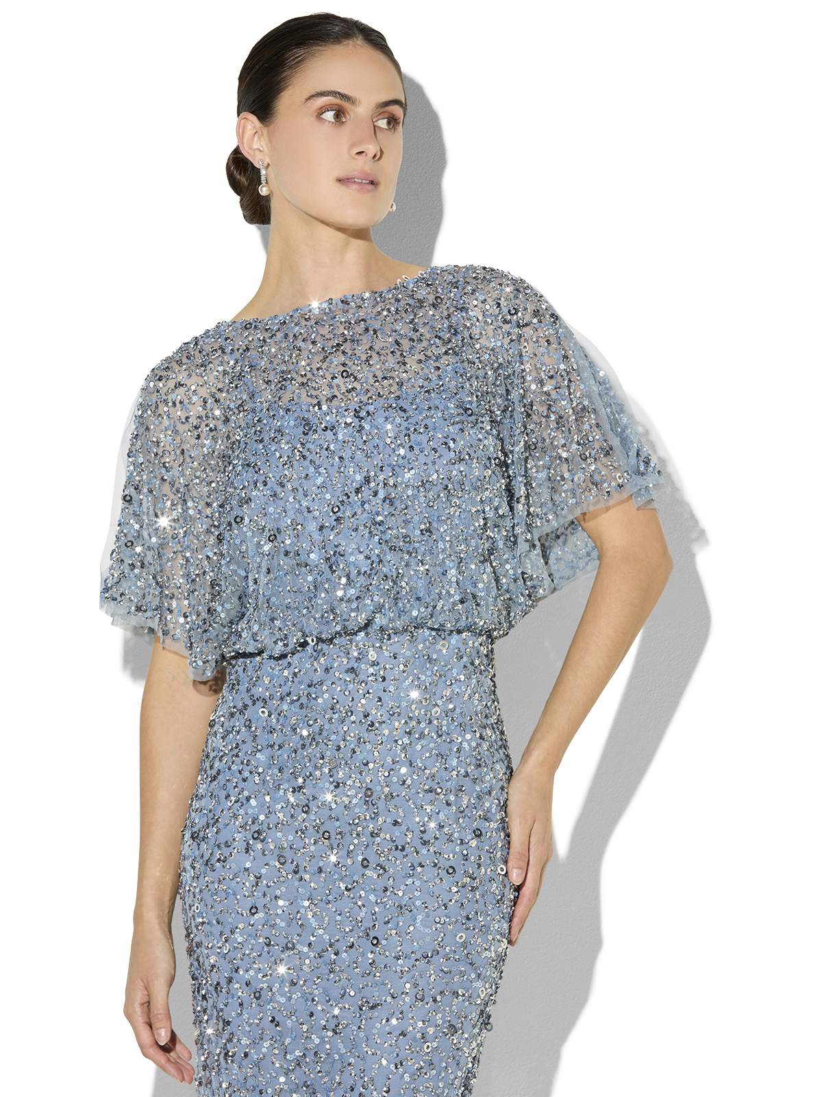Mimi Sky Blue Hand Beaded Gown