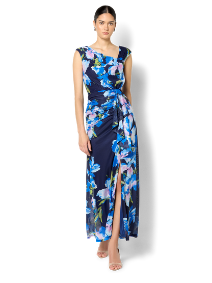 Marlie Navy Floral Print Mesh Dress