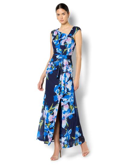Marlie Navy Floral Print Mesh Dress