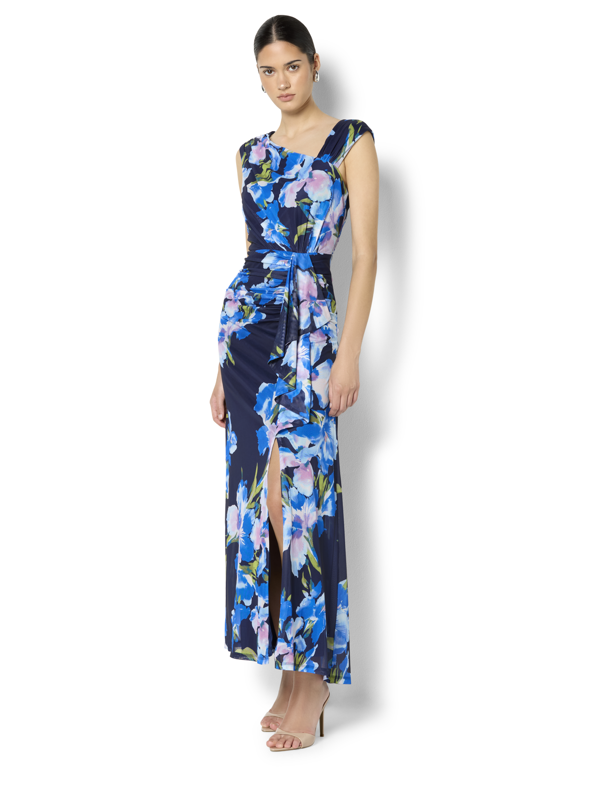 Marlie Navy Floral Print Mesh Dress